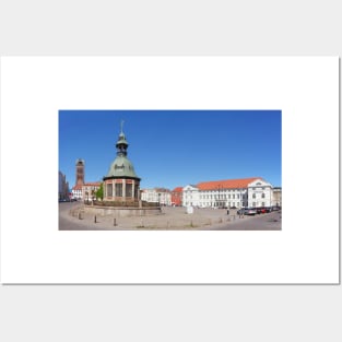 Marketplace, water art, Wismar Posters and Art